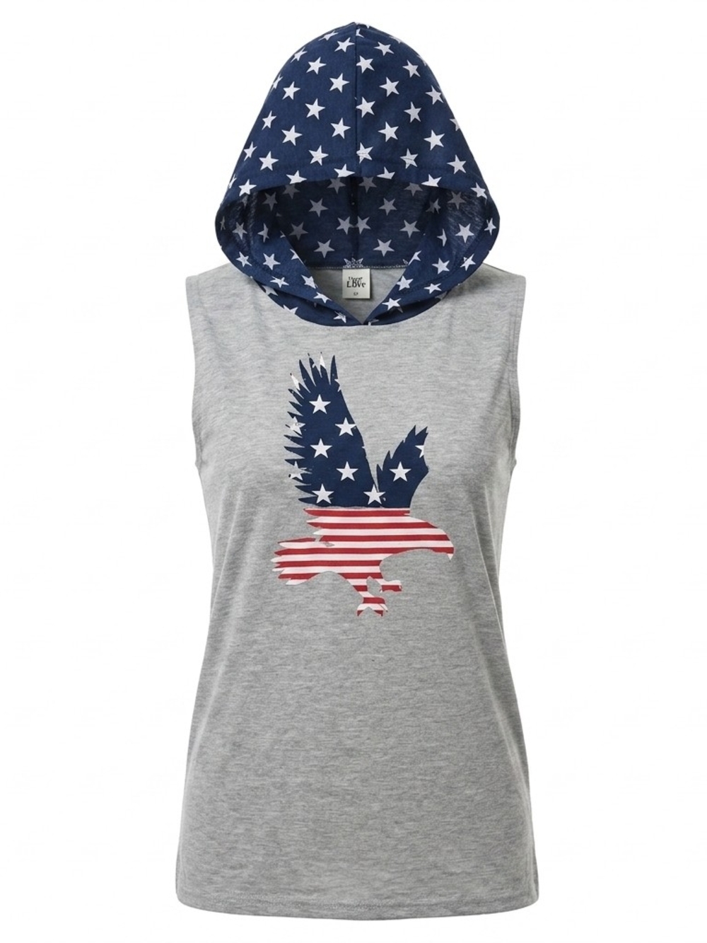 ​Sew‎ In Love Patriotic American Flag Eagle Hooded Tank Top M